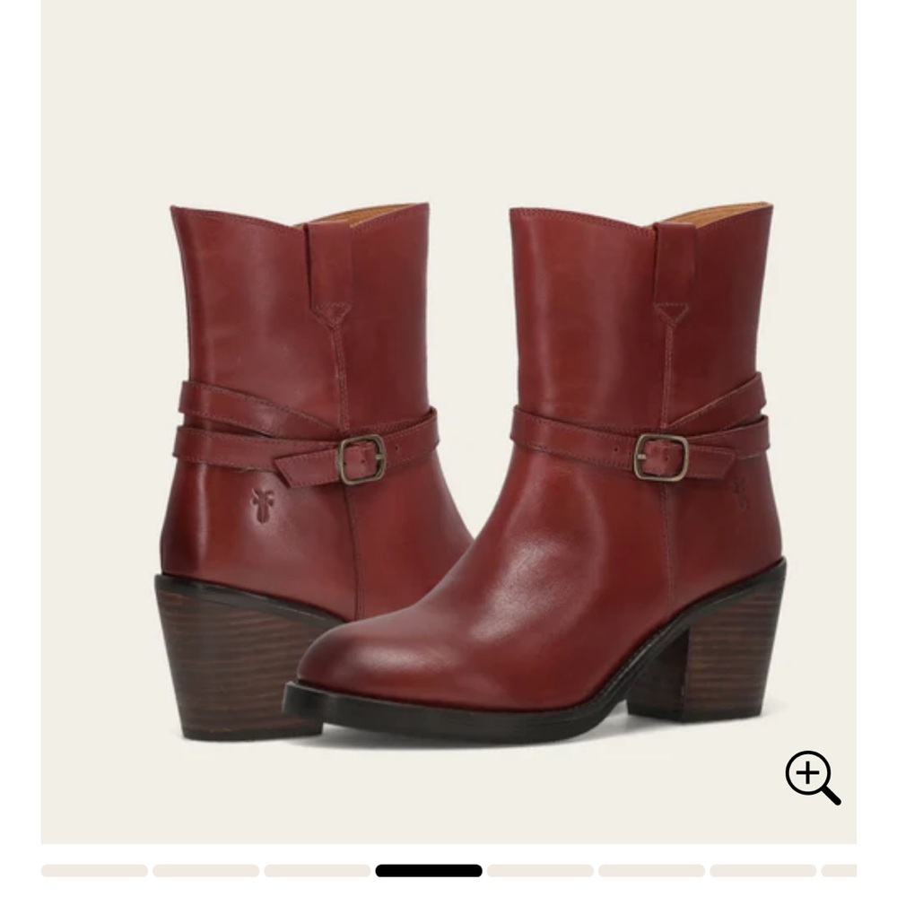 Frye Rylee Belted Inside Zip Ankle Boot in Cranberry